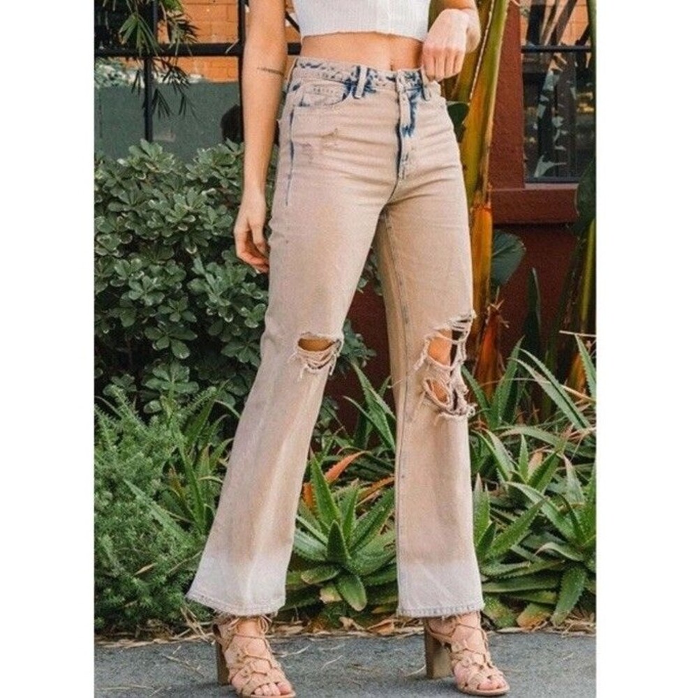 Vervet Size 26 Leslie 90's Vintage Distressed Super High Rise Flare Jeans NWT - Picture 2 of 15